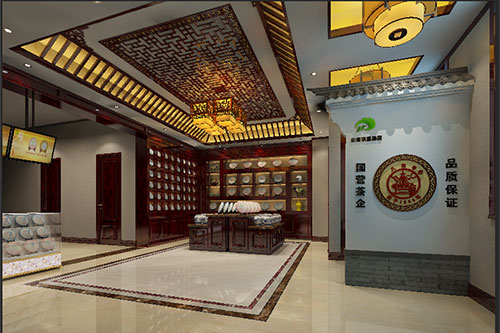 阿拉山口古朴典雅的中式茶叶店大堂设计效果图
